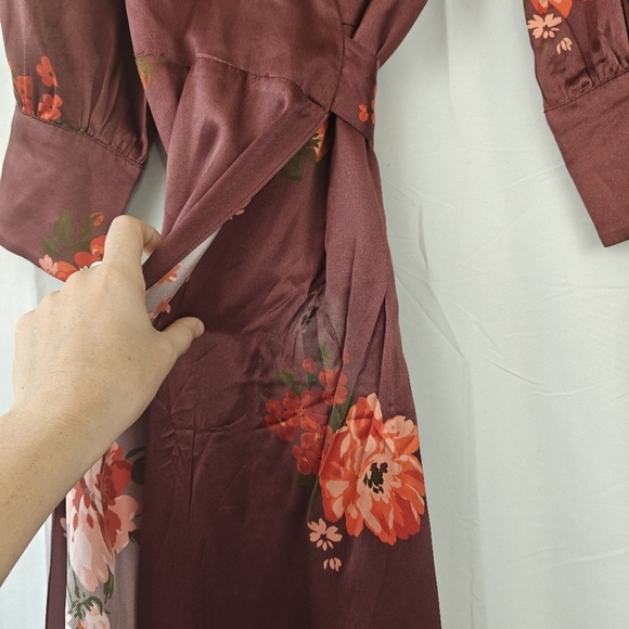 Reformation Merrick Silk Maxi Burgandy Floral Dress Size XS *FLAWED* - Picture 8 of 16